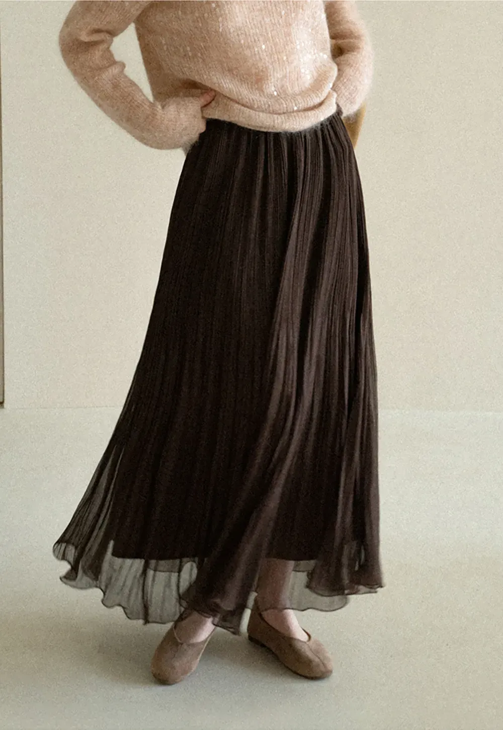 Pleated Layered Tulle Skirt