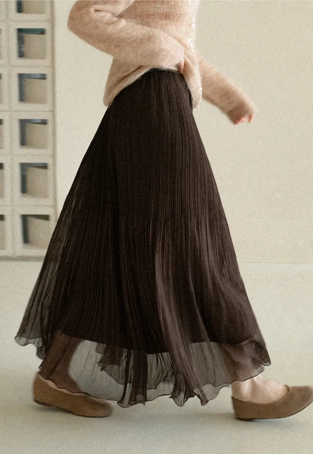Pleated Layered Tulle Skirt