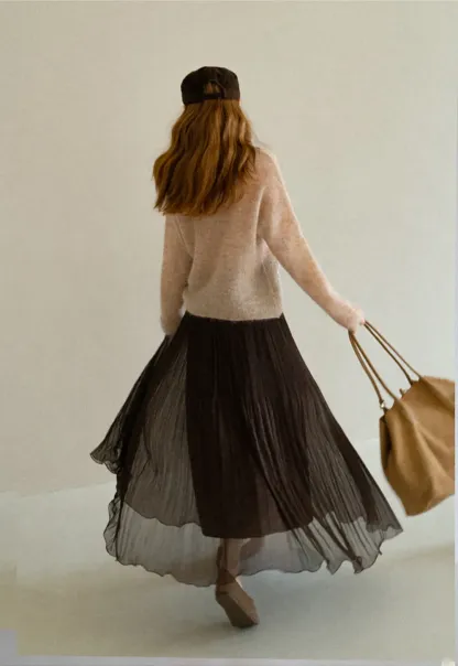 Pleated Layered Tulle Skirt