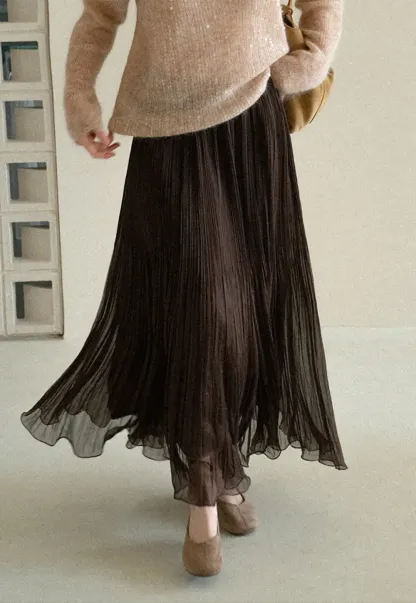 Pleated Layered Tulle Skirt
