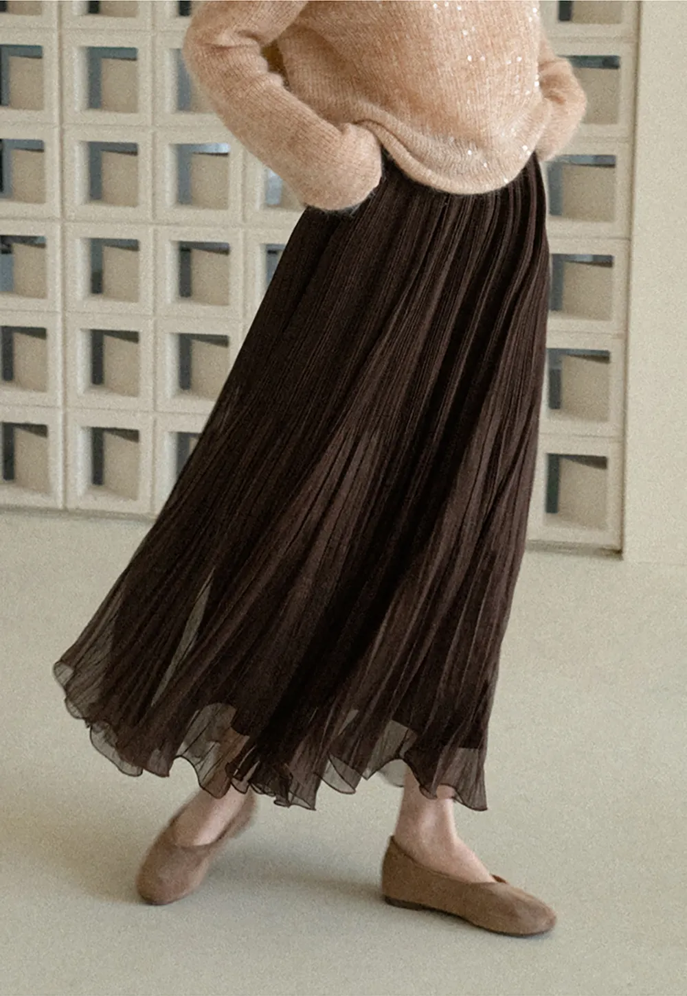 Pleated Layered Tulle Skirt