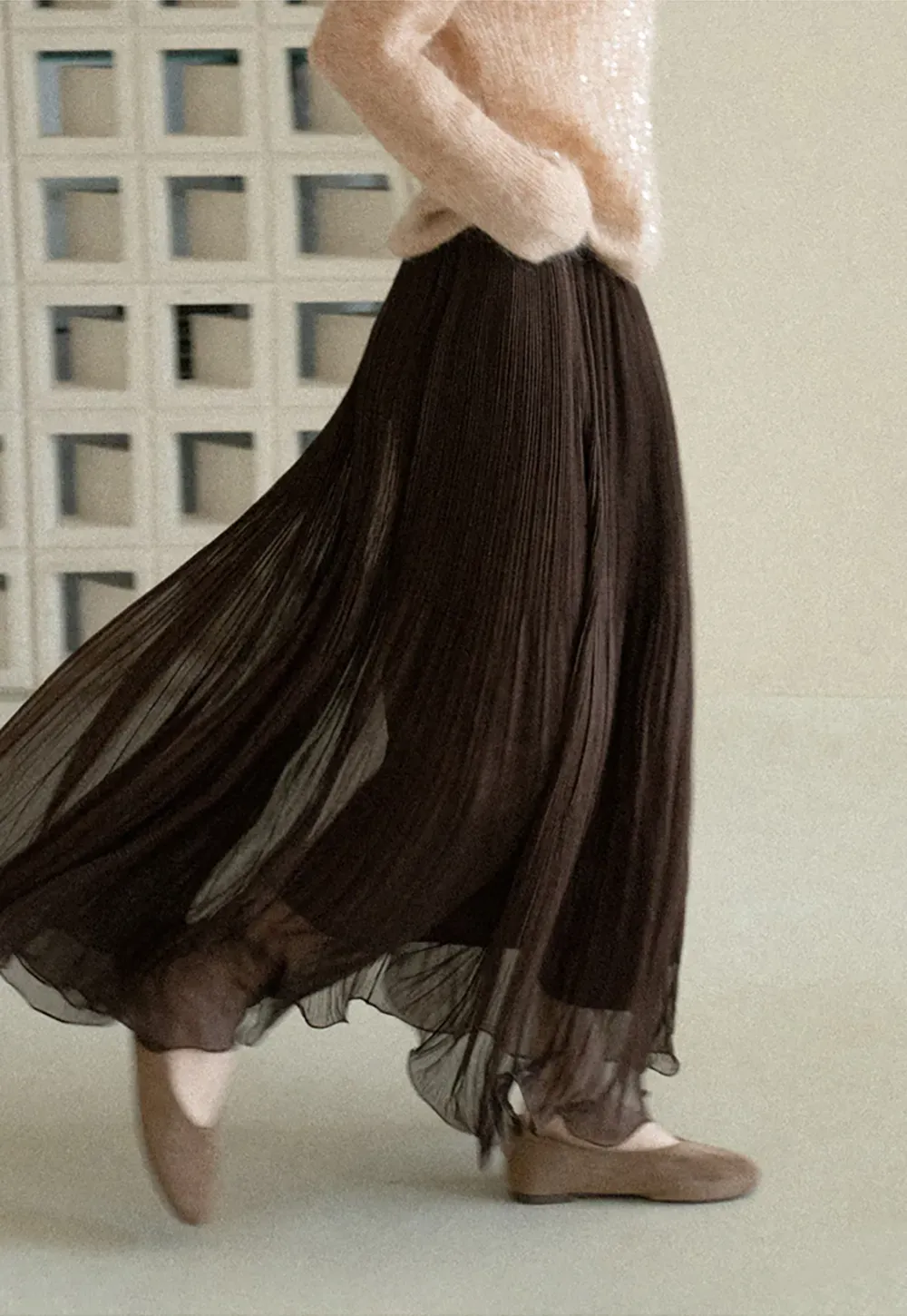 Pleated Layered Tulle Skirt