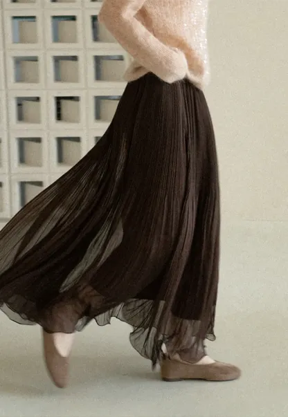 Pleated Layered Tulle Skirt
