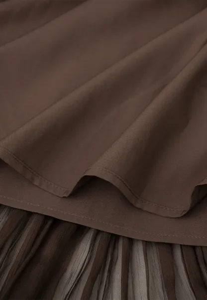 Pleated Layered Tulle Skirt
