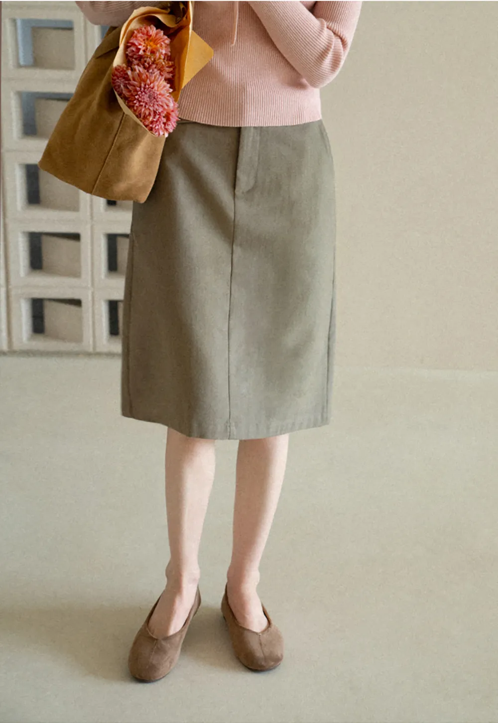 High Waist Straight Cut Skirt