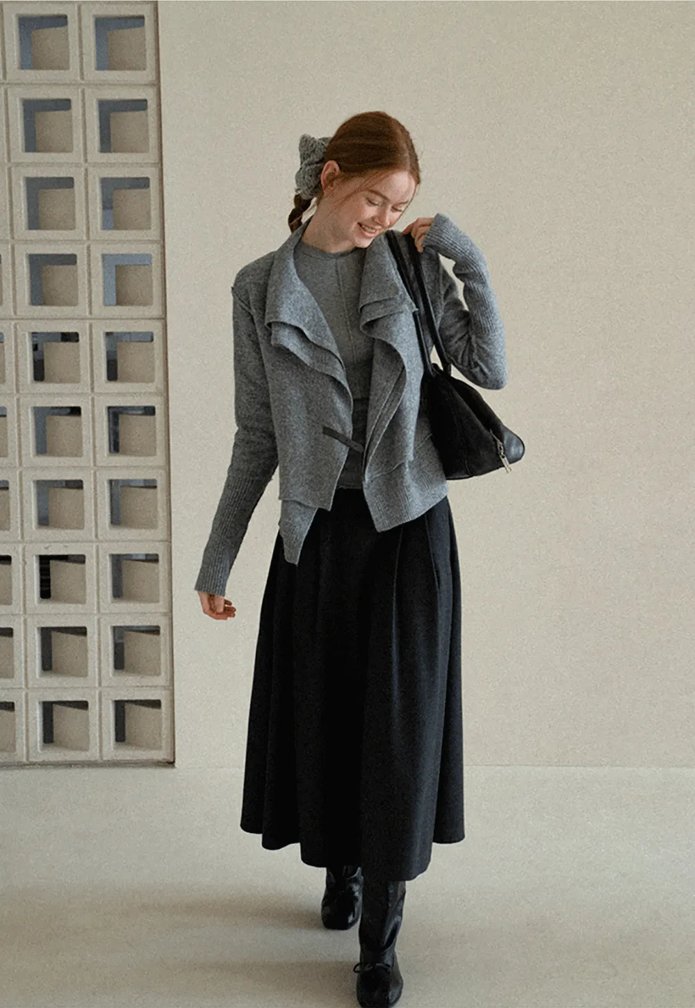 High Waist Pleated Skirt with Decorative Buttons
