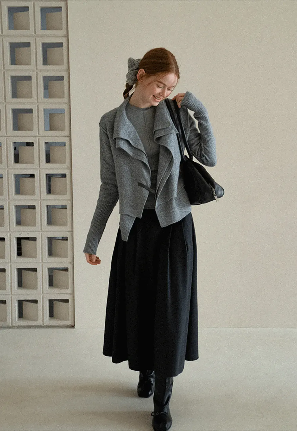 High Waist Pleated Skirt with Decorative Buttons