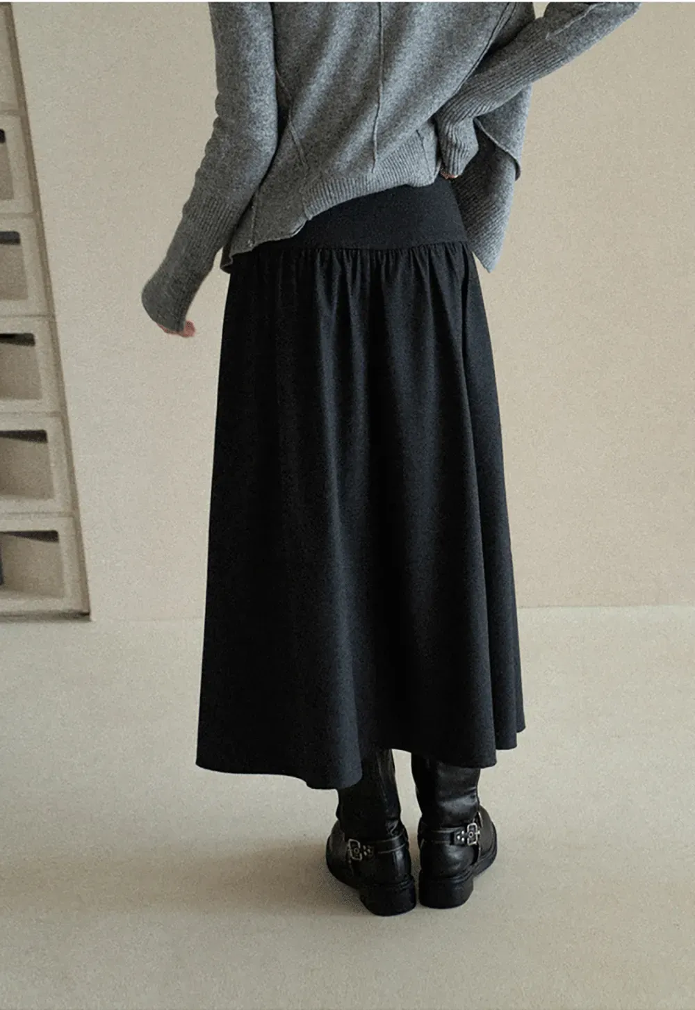 High Waist Pleated Skirt with Decorative Buttons