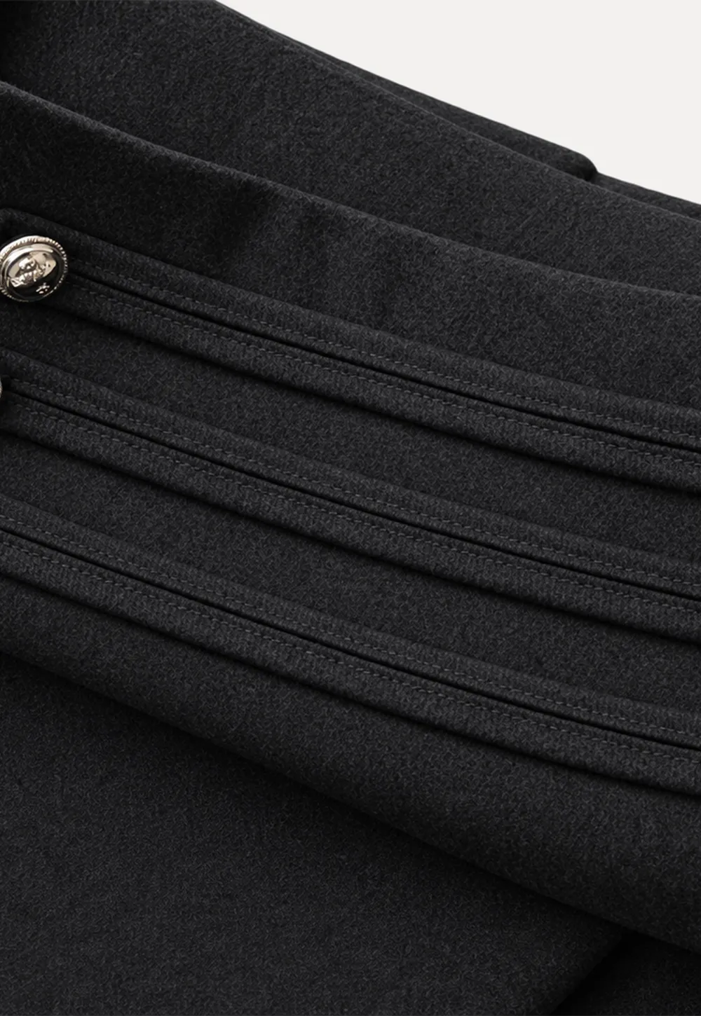 High Waist Pleated Skirt with Decorative Buttons
