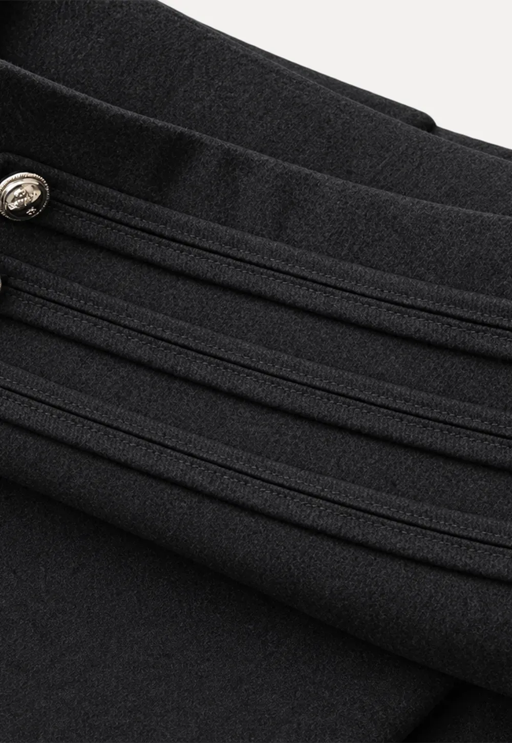 High Waist Pleated Skirt with Decorative Buttons