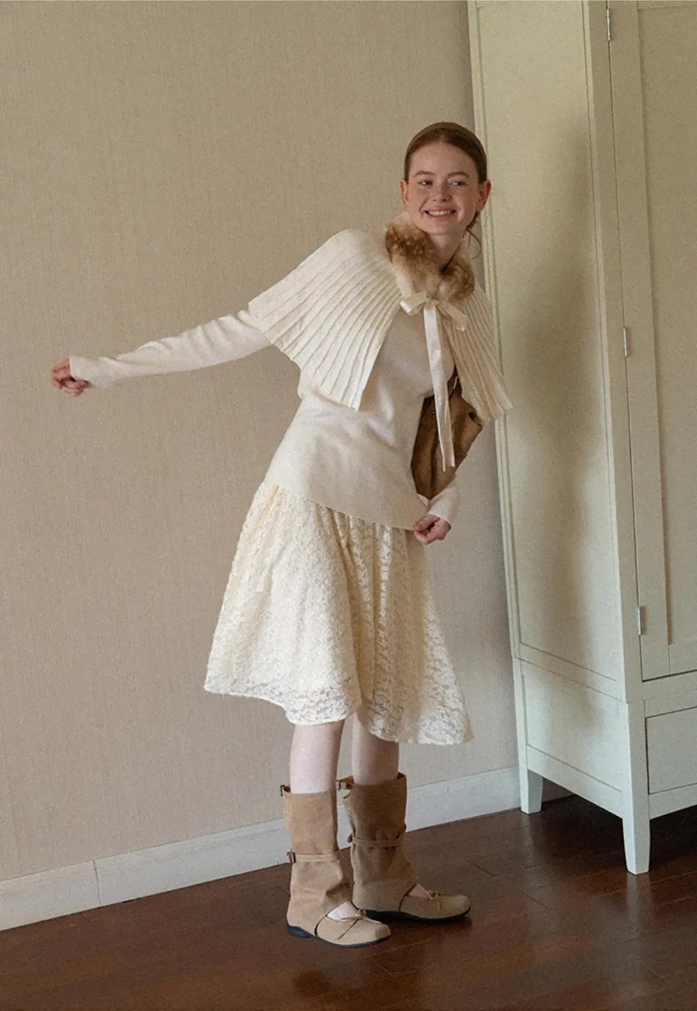 Floral Lace Overlay Skirt