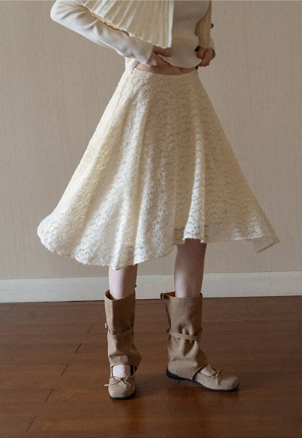 Floral Lace Overlay Skirt