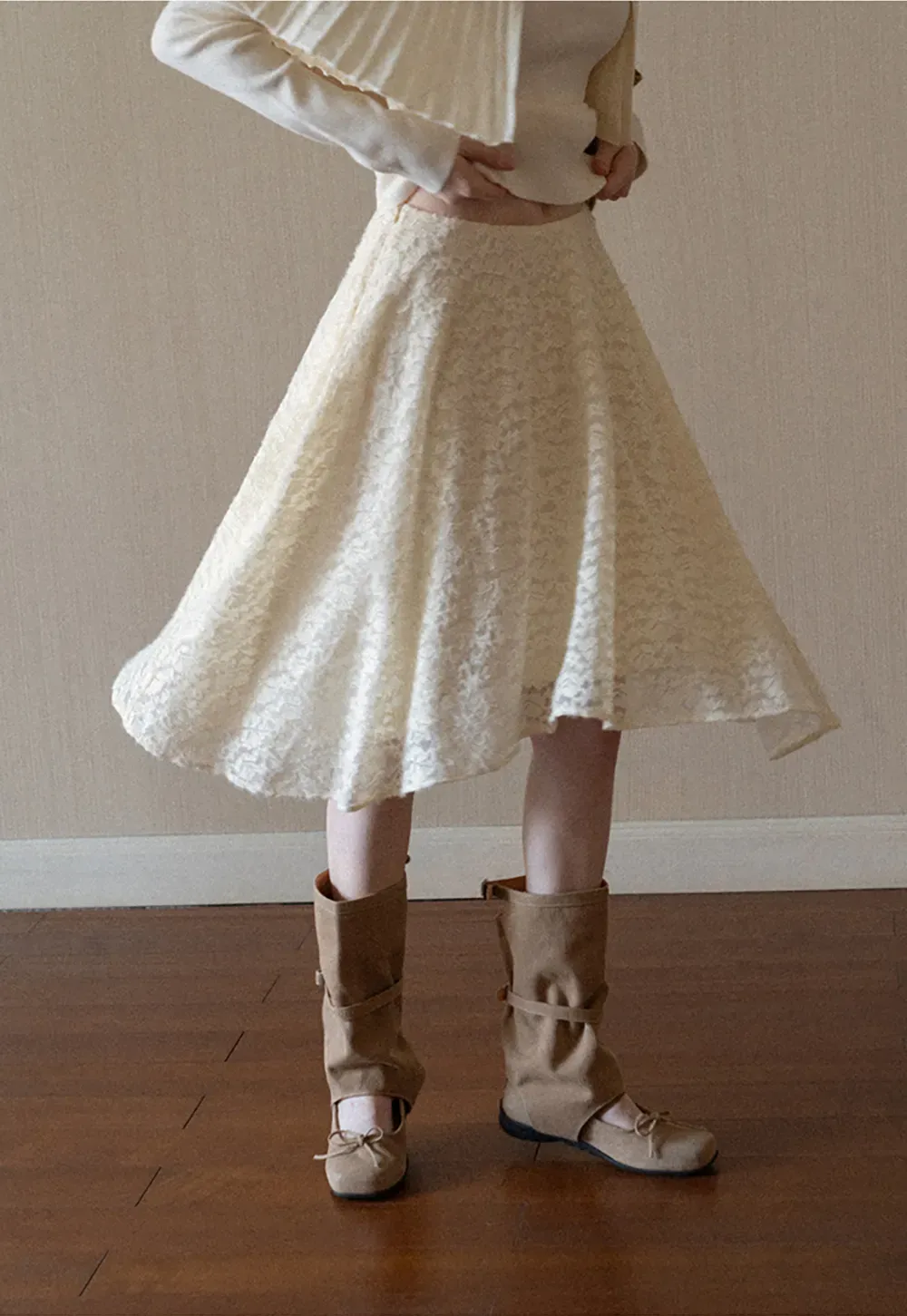Floral Lace Overlay Skirt