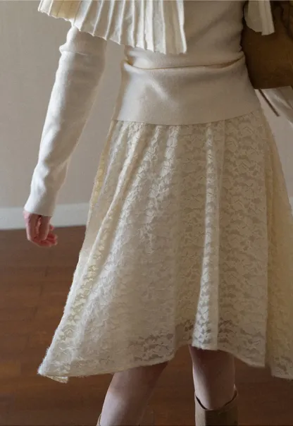 Floral Lace Overlay Skirt