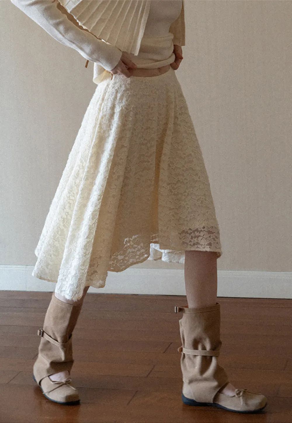 Floral Lace Overlay Skirt