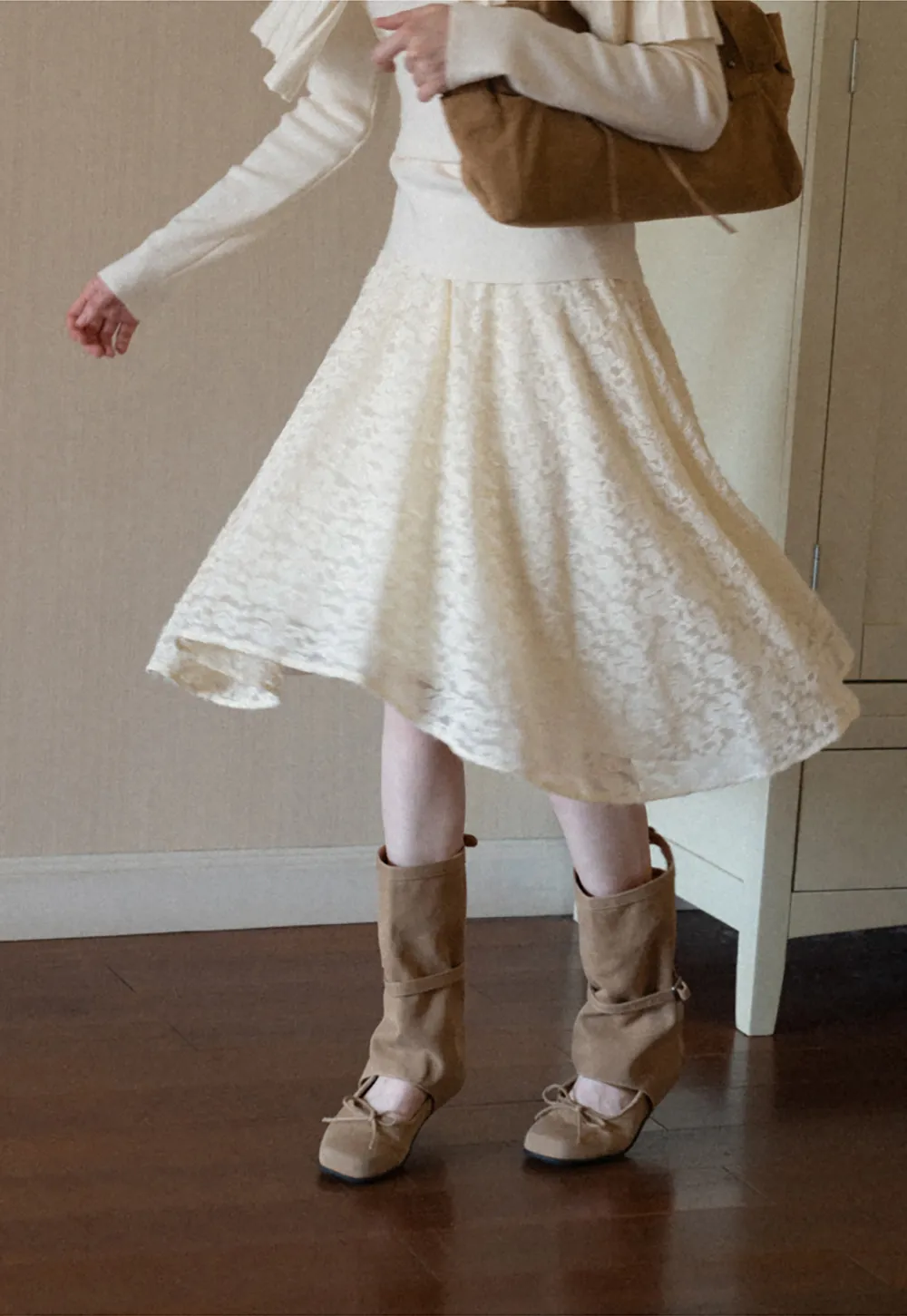Floral Lace Overlay Skirt