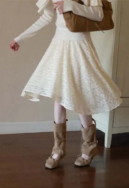 Floral Lace Overlay Skirt