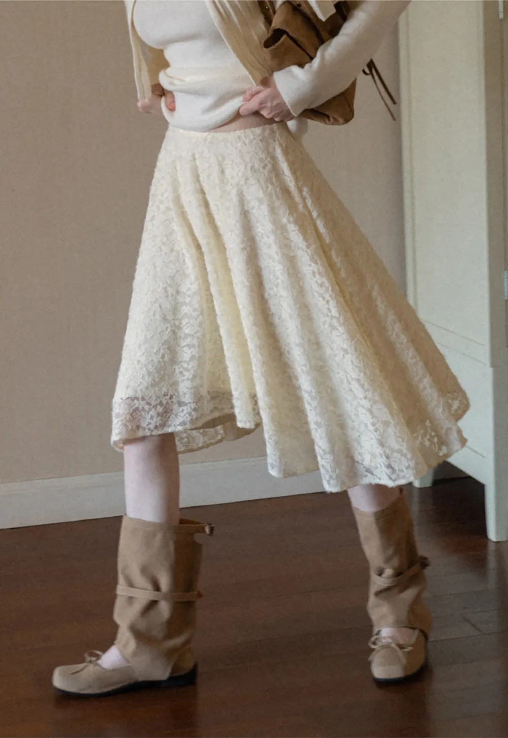 Floral Lace Overlay Skirt