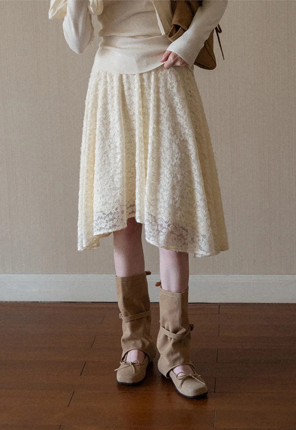 Floral Lace Overlay Skirt