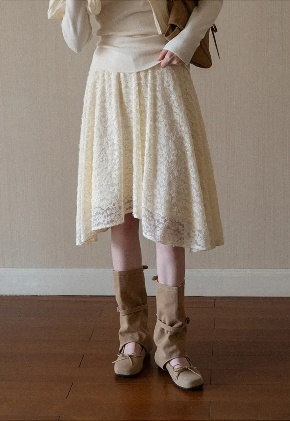 Floral Lace Overlay Skirt