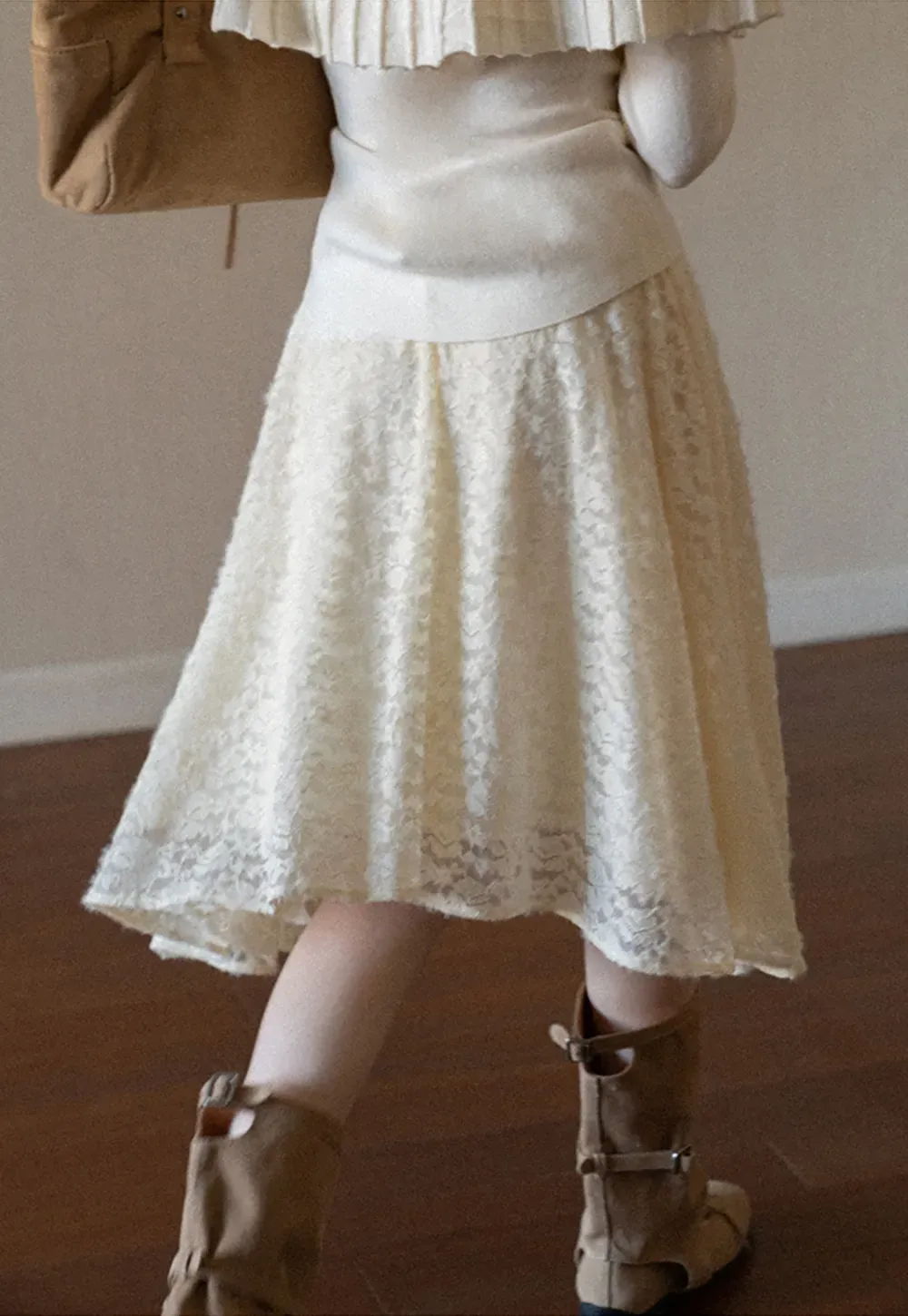 Floral Lace Overlay Skirt