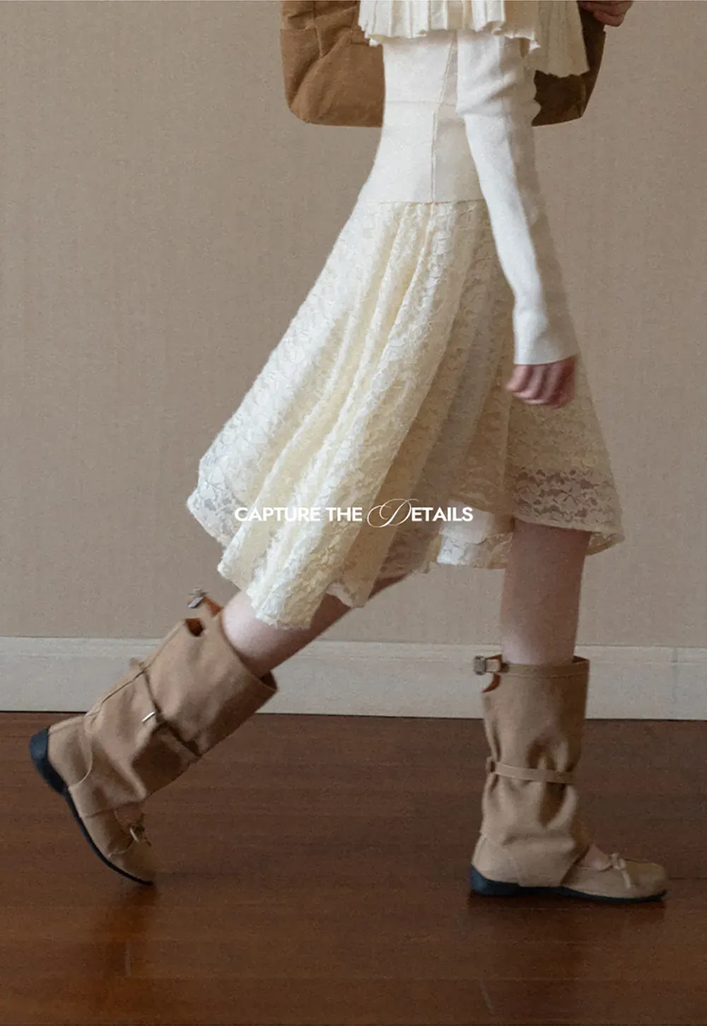 Floral Lace Overlay Skirt