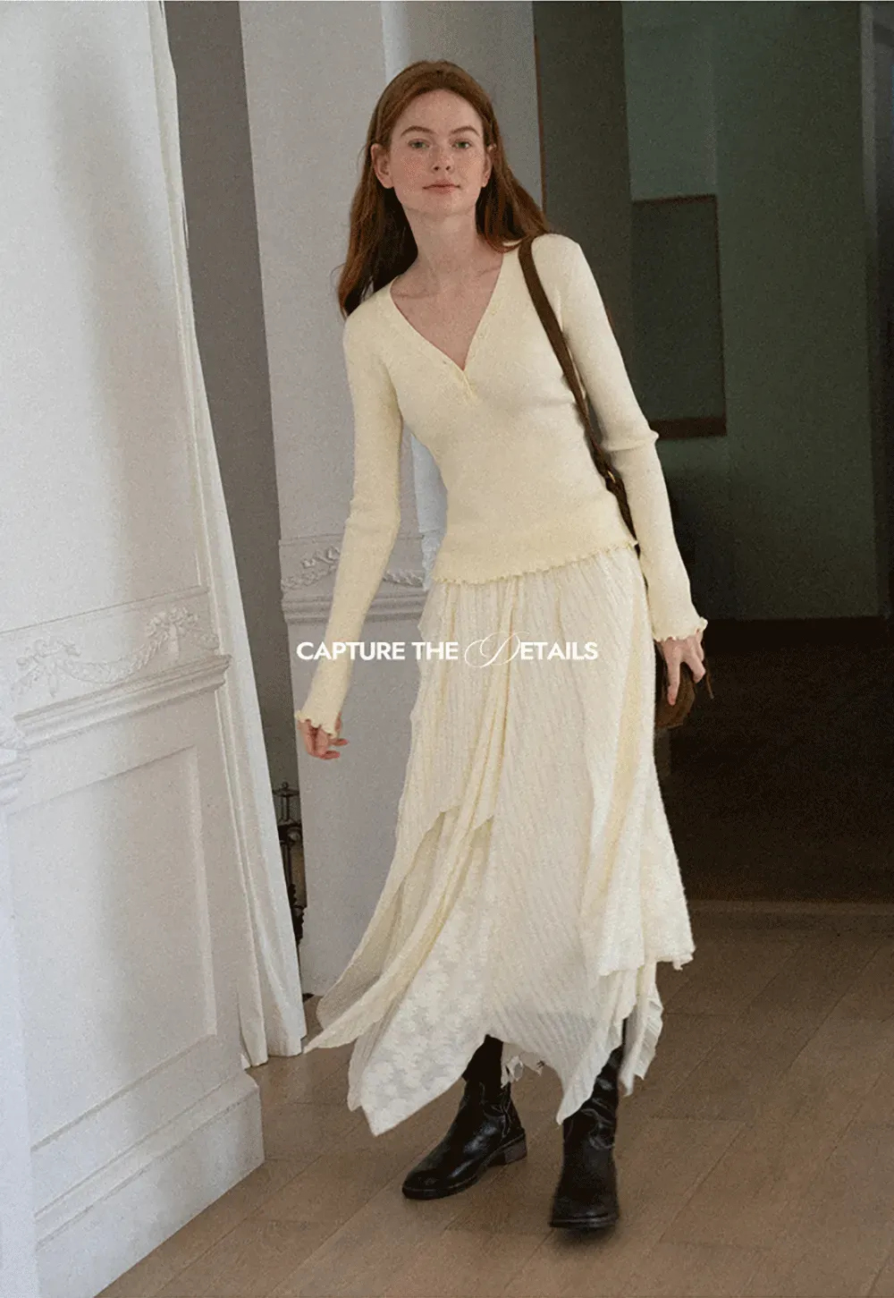 Asymmetrical Hem Ribbed Knit Skirt