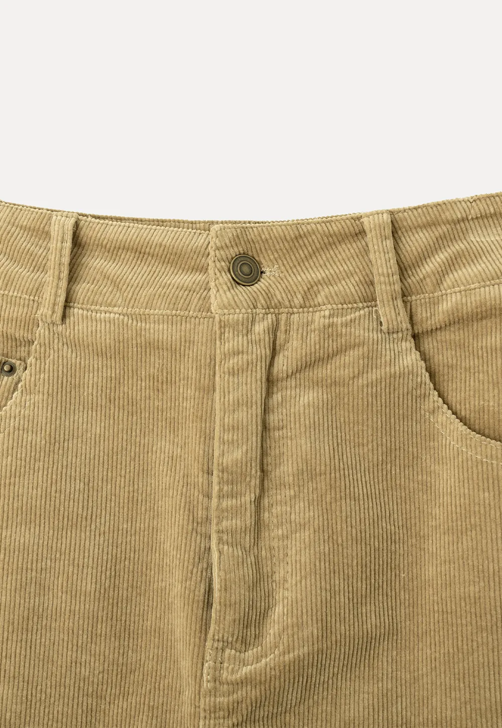 Corduroy A-Line Skirt with Front Slit