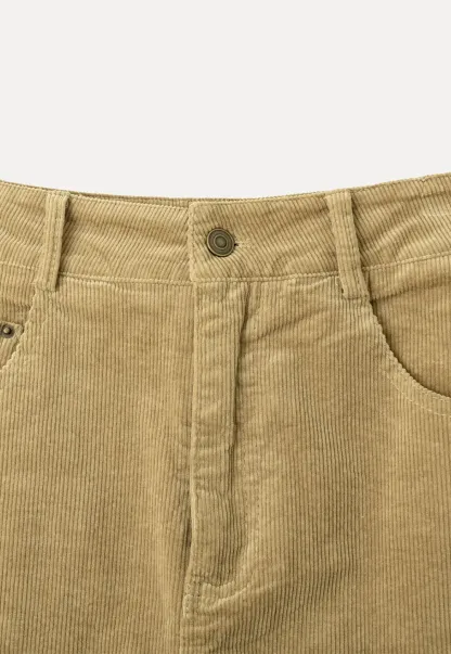Corduroy A-Line Skirt with Front Slit