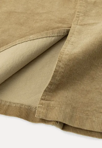Corduroy A-Line Skirt with Front Slit