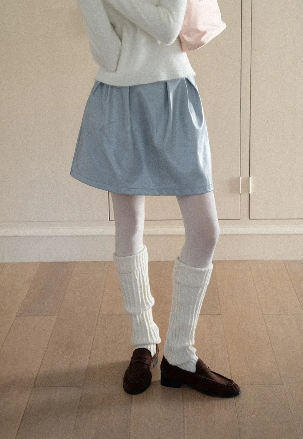 Pleated A-Line Mini Skirt