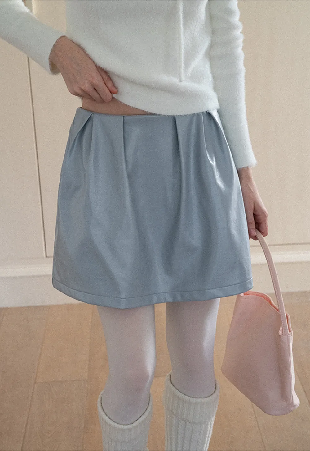 Pleated A-Line Mini Skirt