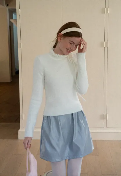 Pleated A-Line Mini Skirt