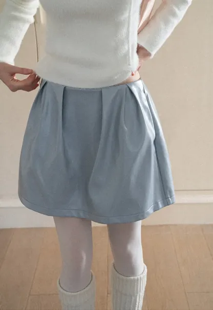Pleated A-Line Mini Skirt