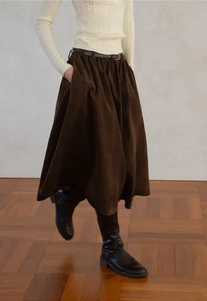 High Waist Pleated A Line Skirt