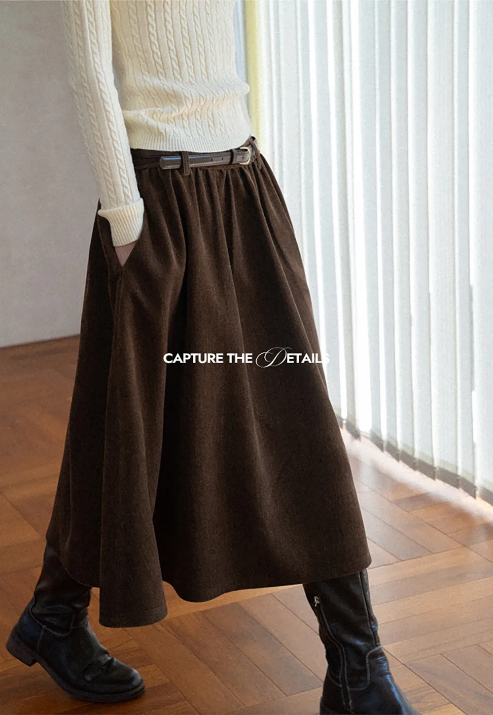 High Waist Pleated A Line Skirt