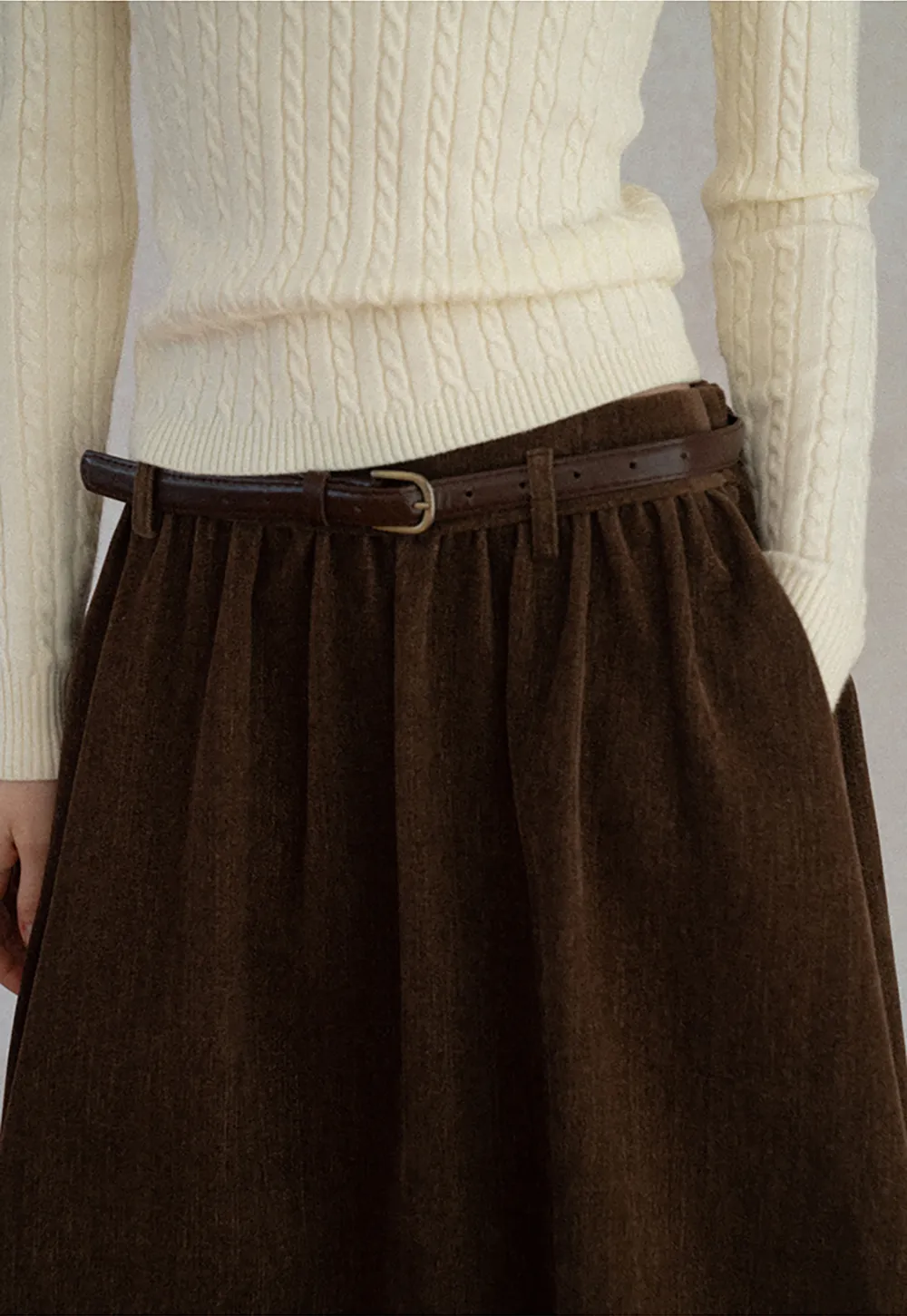 High Waist Pleated A Line Skirt