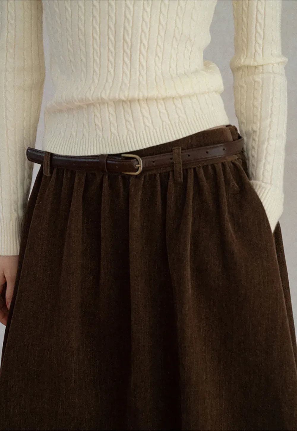 High Waist Pleated A Line Skirt