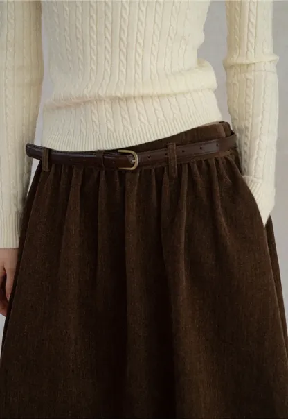 High Waist Pleated A Line Skirt