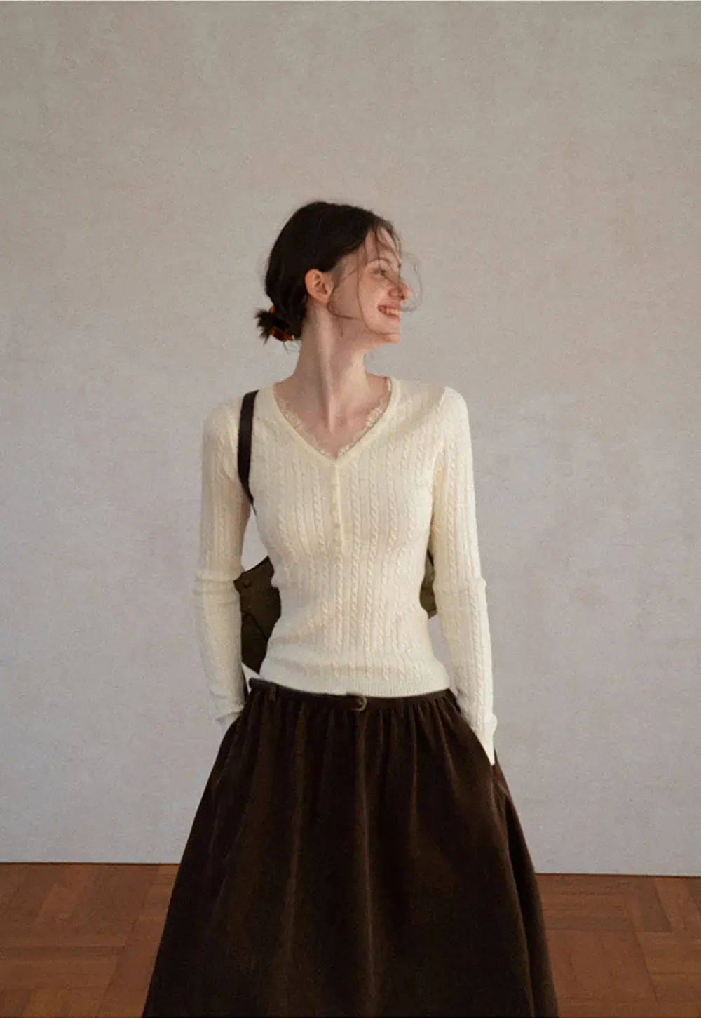 High Waist Pleated A Line Skirt