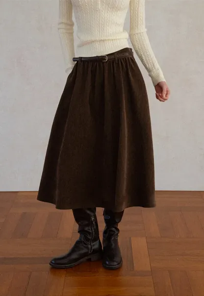 High Waist Pleated A Line Skirt