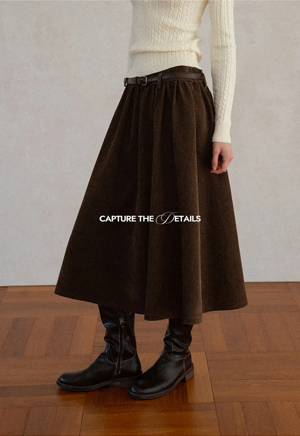 High Waist Pleated A Line Skirt