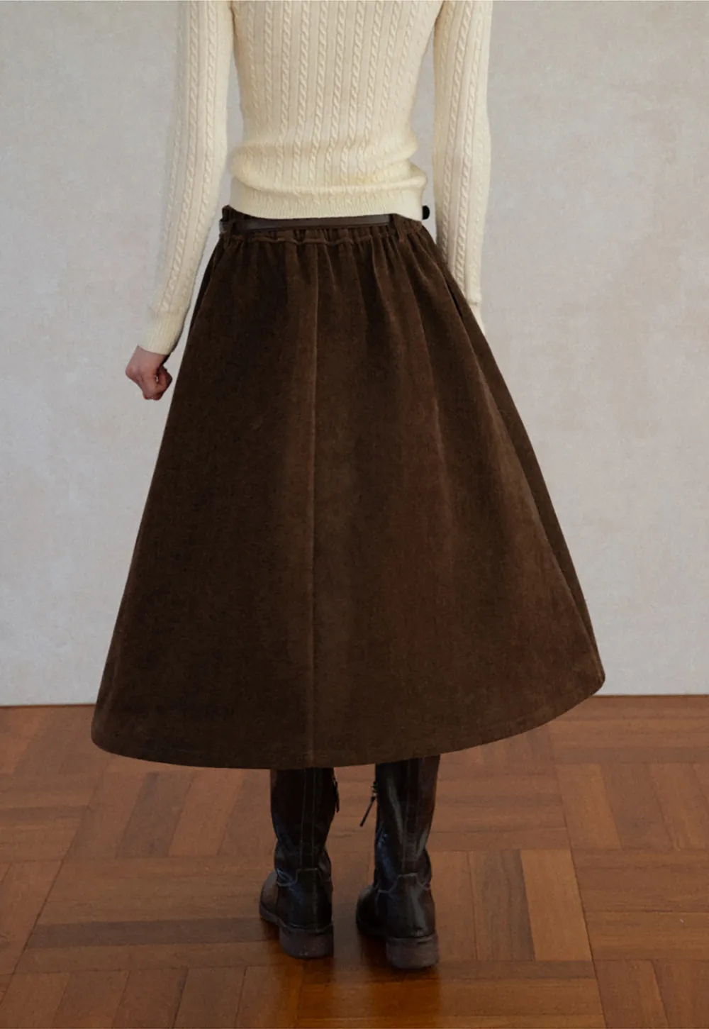 High Waist Pleated A Line Skirt