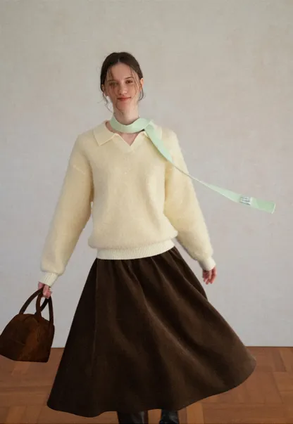 High Waist Pleated A Line Skirt