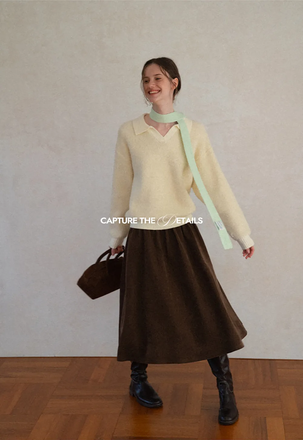High Waist Pleated A Line Skirt