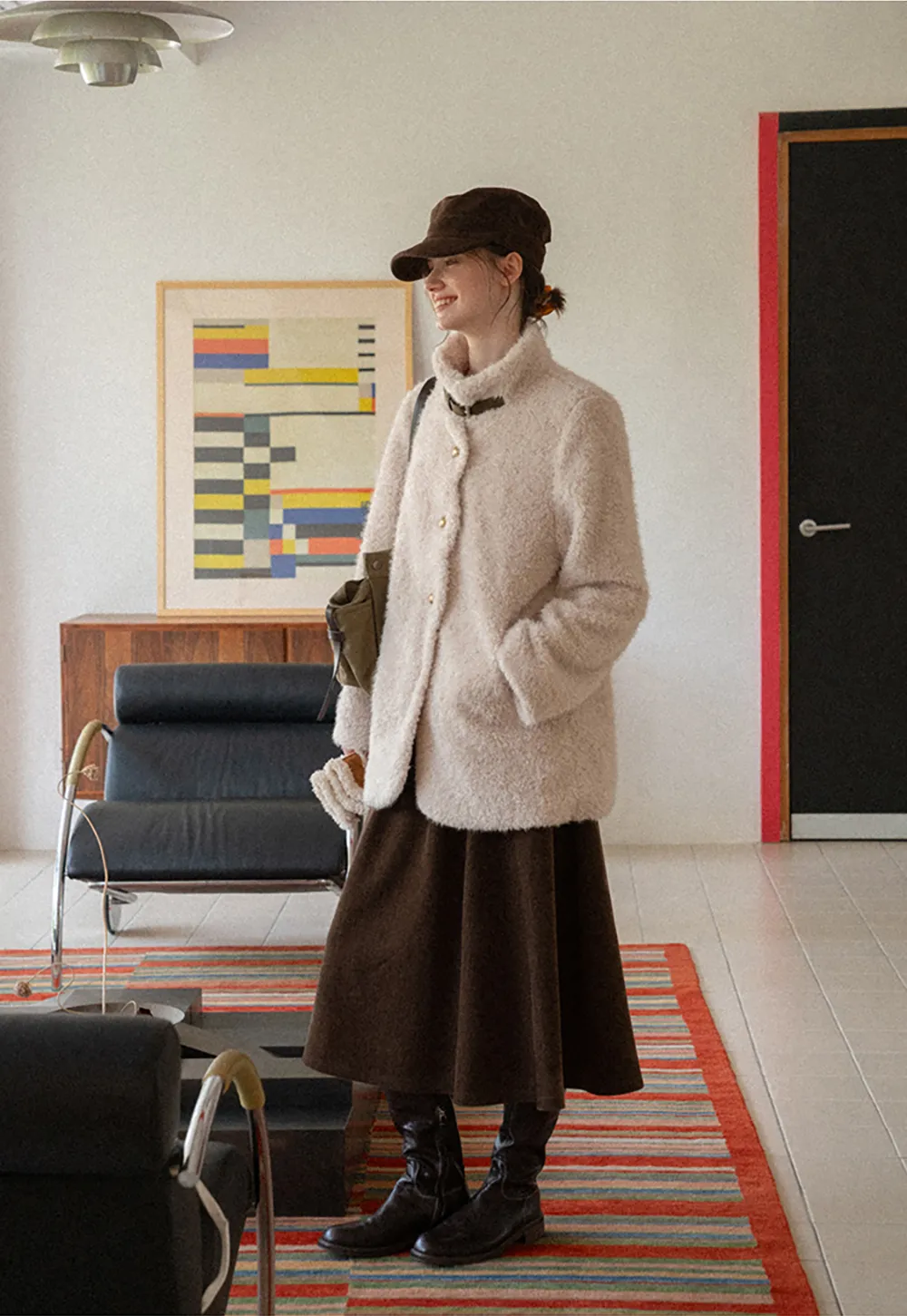 High Waist Pleated A Line Skirt