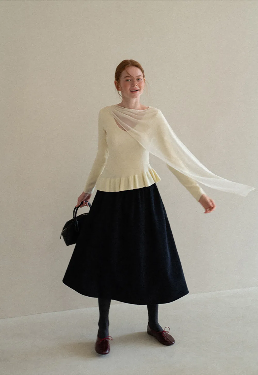 High Waist Pleated A Line Skirt