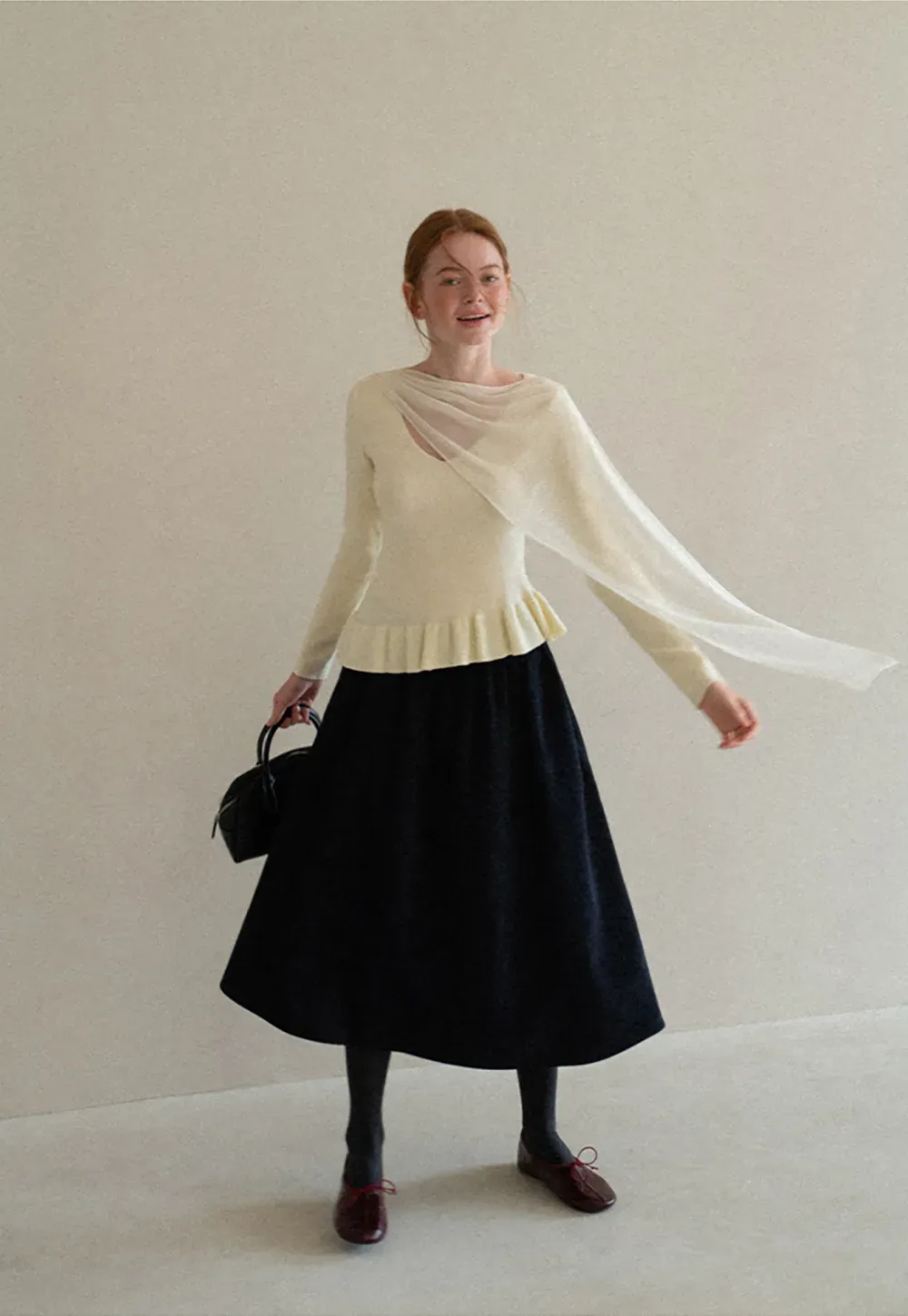 High Waist Pleated A Line Skirt