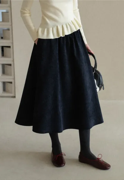 High Waist Pleated A Line Skirt