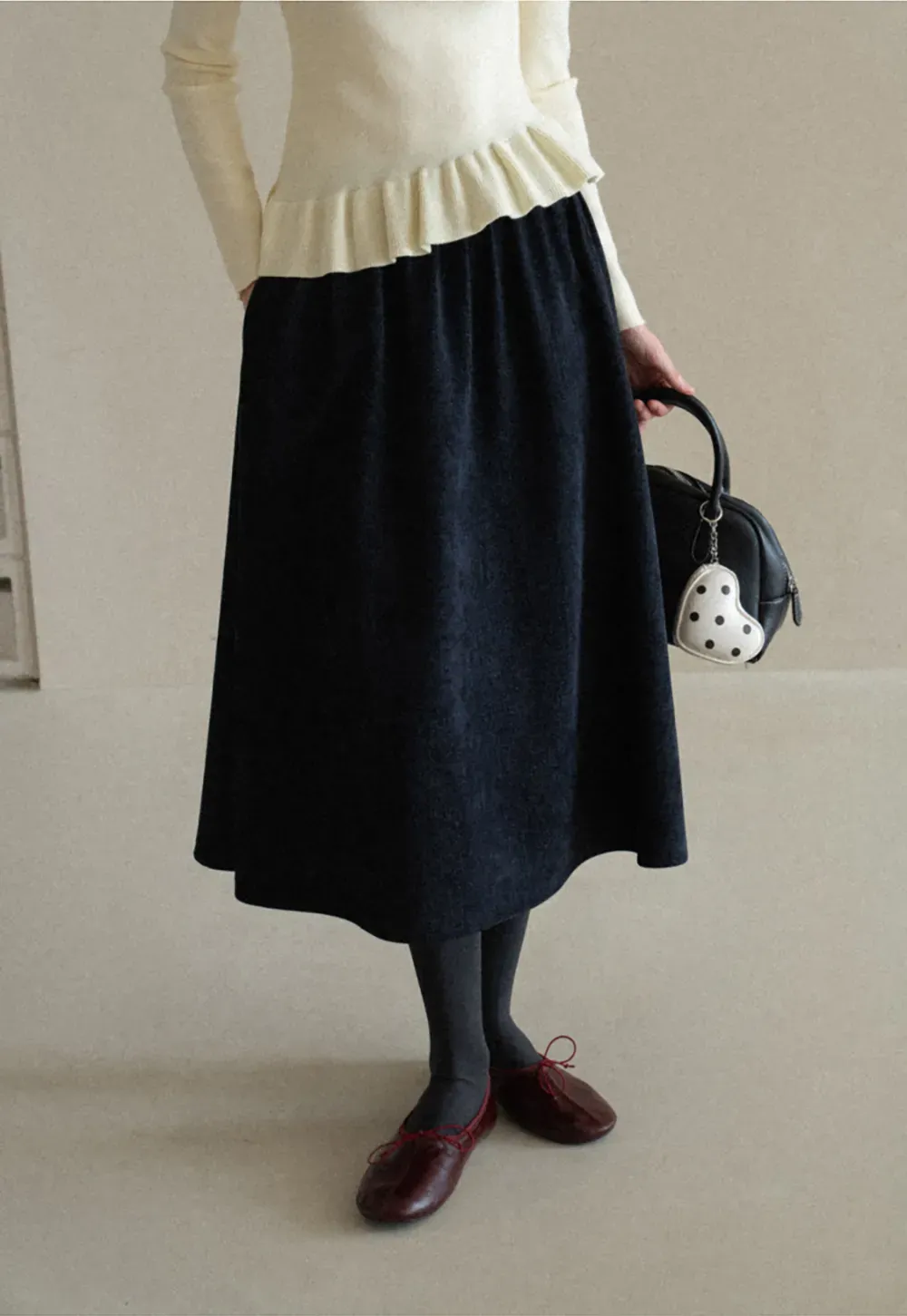 High Waist Pleated A Line Skirt